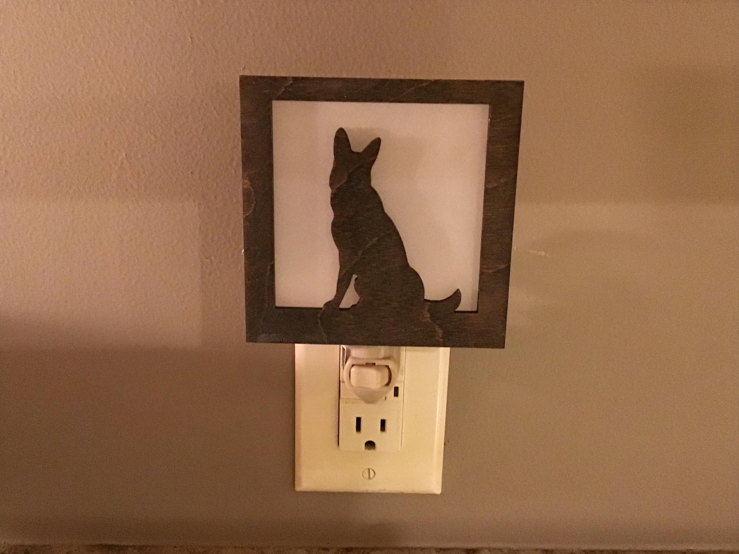 Swivel Night Light with Interchangeable Shade - German Shepherd or Alsatian Dog Breed Design