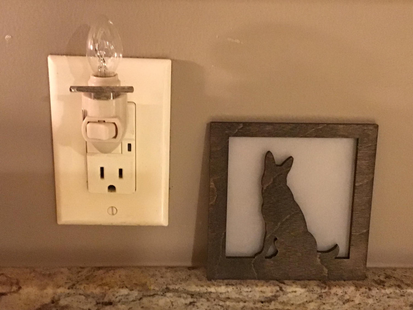 Swivel Night Light with Interchangeable Shade - German Shepherd or Alsatian Dog Breed Design
