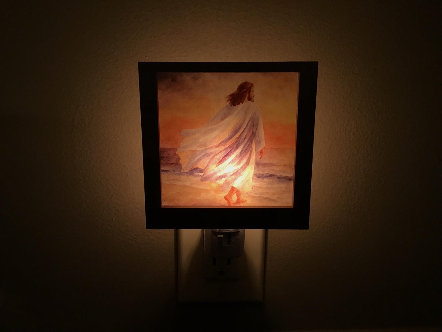 Swivel Night Light with Interchangeable Shade - Jesus on the Beach Design