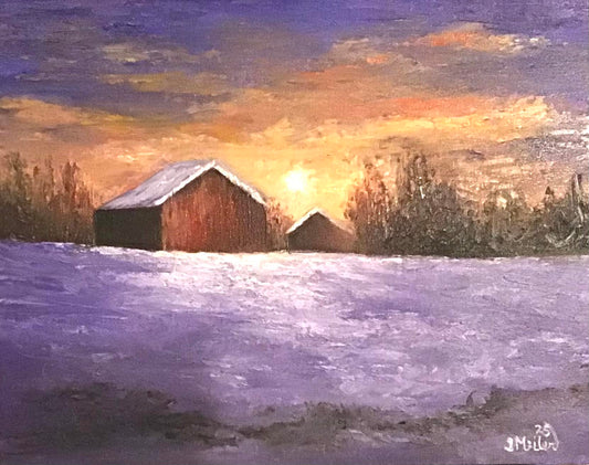 "Winter's Final Whisper" Knife Painting Class, Saturday March 15, 2025, 10 am to 4 pm, In-Person or Virtual Registration (via Zoom) Offered