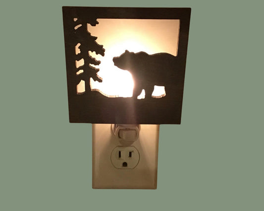 Interchangeable Night Light Shade - Bear Amongst the Evergreens Design