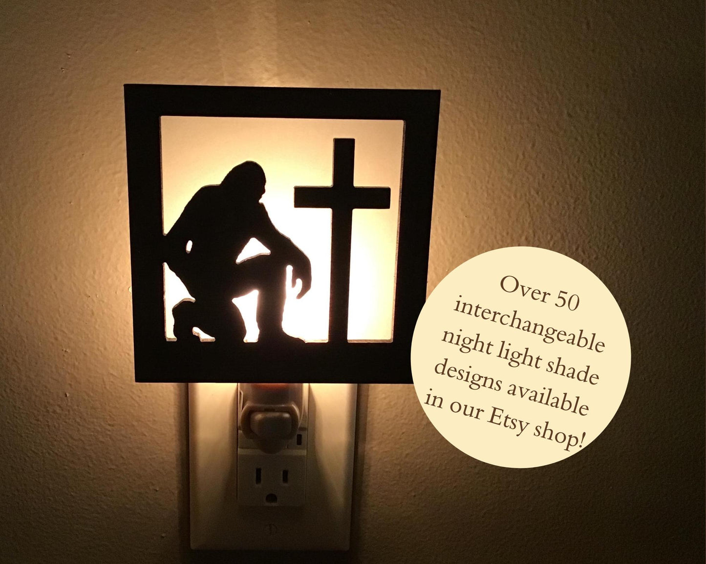 Swivel Night Light with Interchangeable Shade - Bigfoot at Cross Design