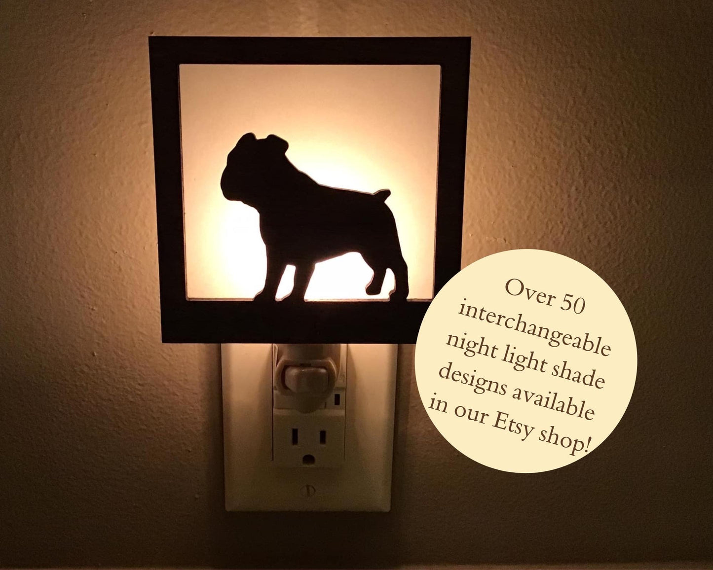 Swivel Night Light with Interchangeable Shade - Dog Breed Design - Bulldog