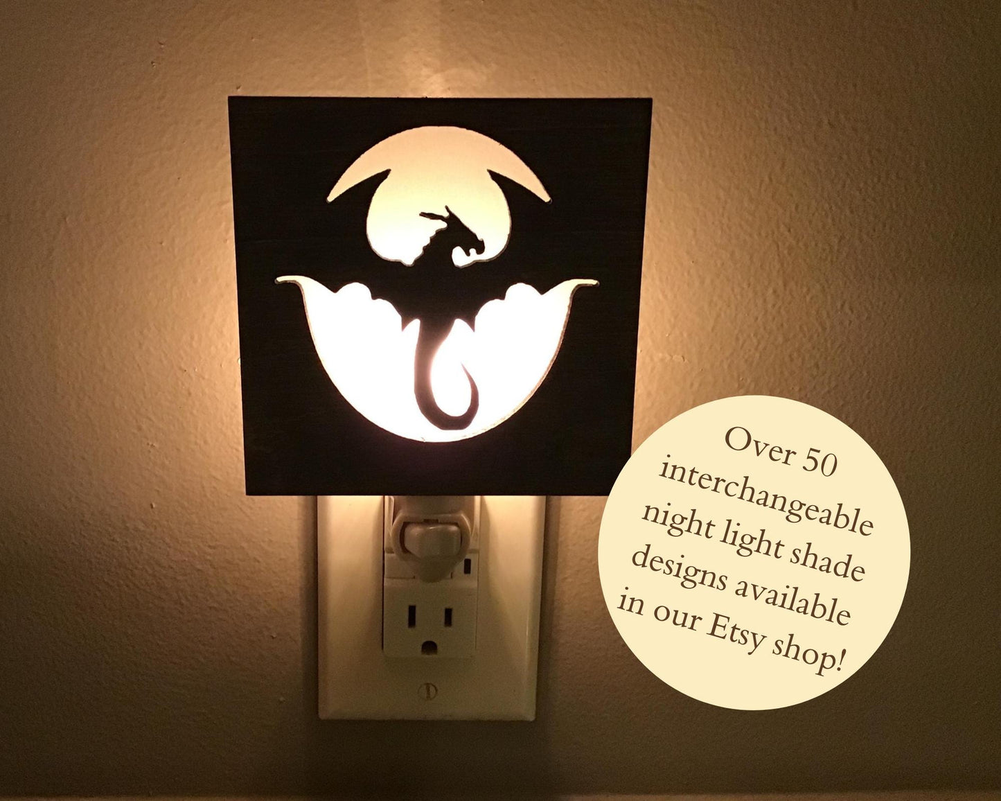 Swivel Night Light with Interchangeable Shade - Dragon Design