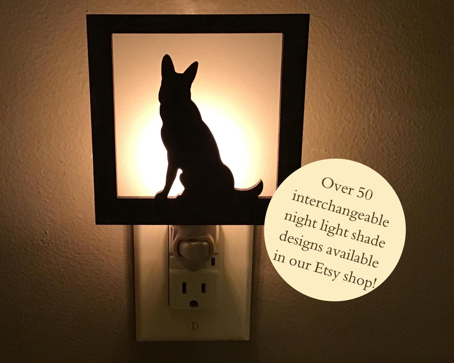 Swivel Night Light with Interchangeable Shade - German Shepherd or Alsatian Dog Breed Design