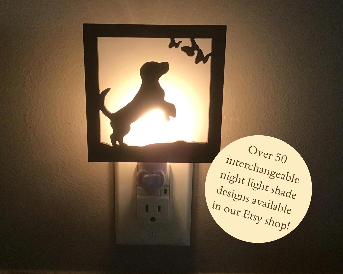 Swivel Night Light with Interchangeable Shade - Puppy & Butterflies Design