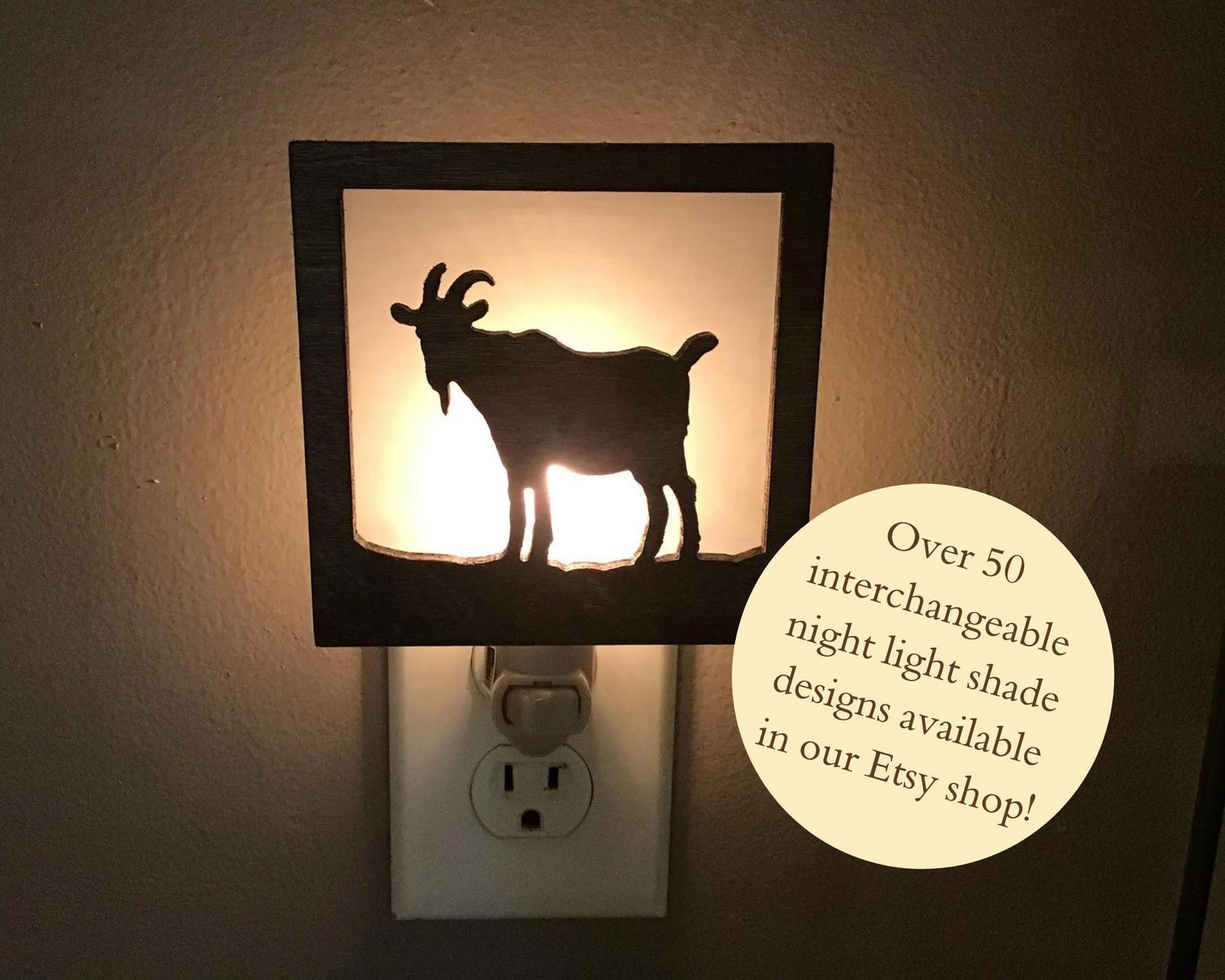 Swivel Night Light with Interchangeable Shade - Adult Goat Design