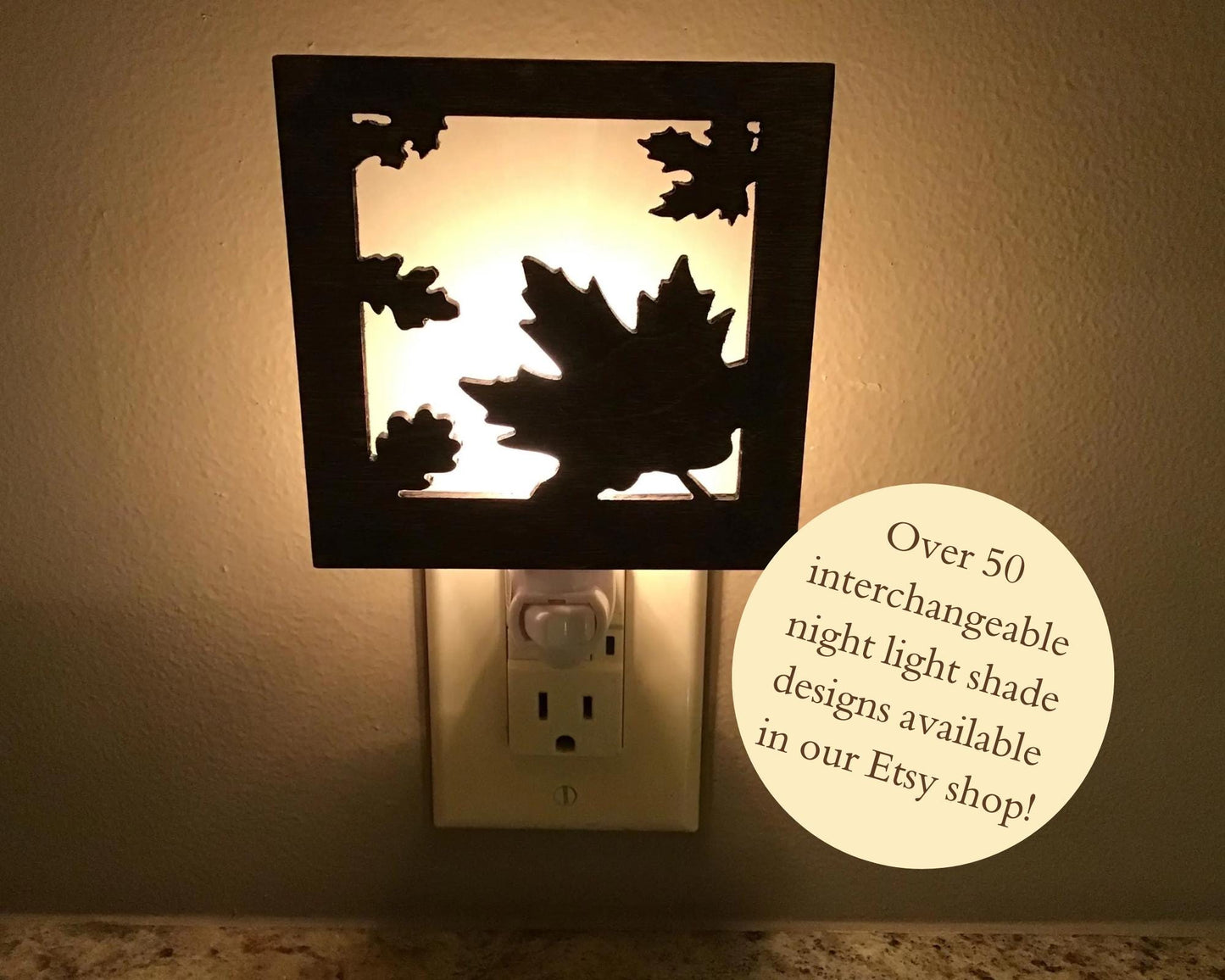 Swivel Night Light with Interchangeable Shade - Falling Leaves Design