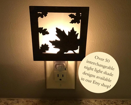 Swivel Night Light with Interchangeable Shade - Falling Leaves Design