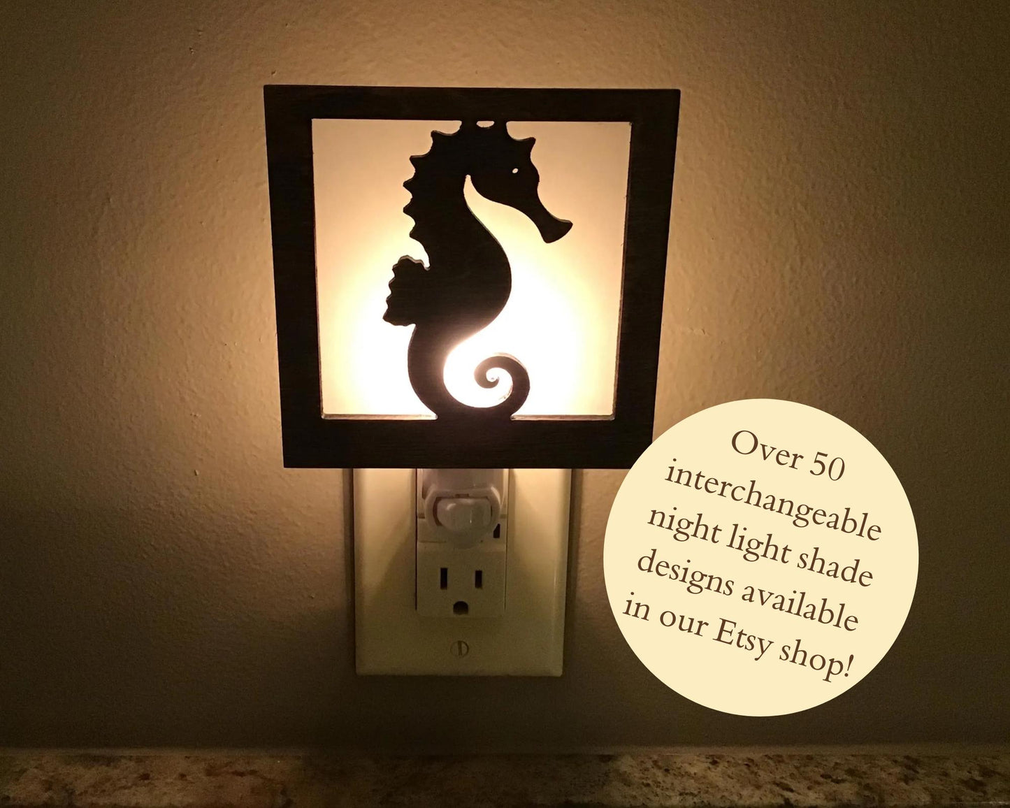 Swivel Night Light with Interchangeable Shade - Seahorse Design