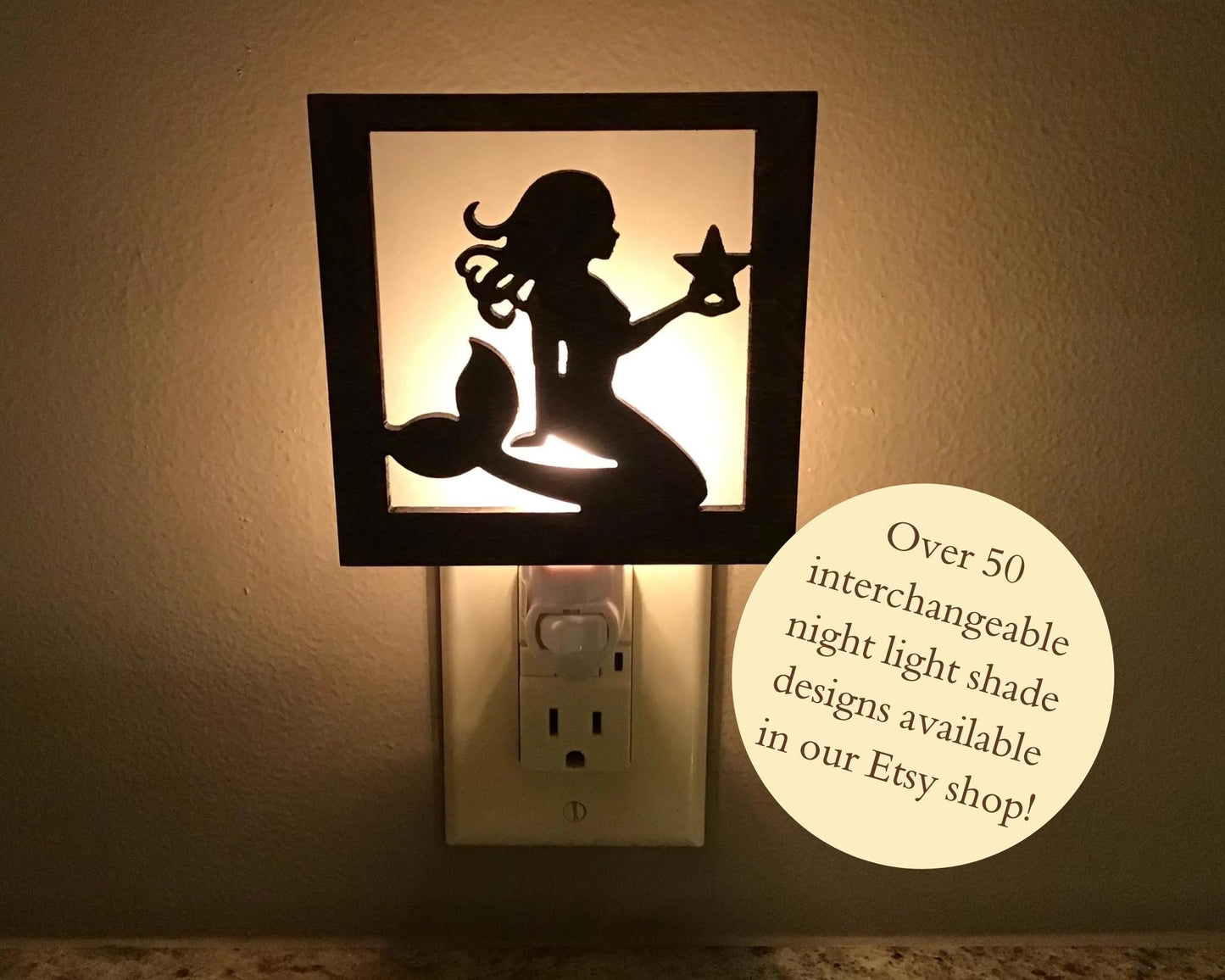 Swivel Night Light with Interchangeable Shade - Mermaid Design
