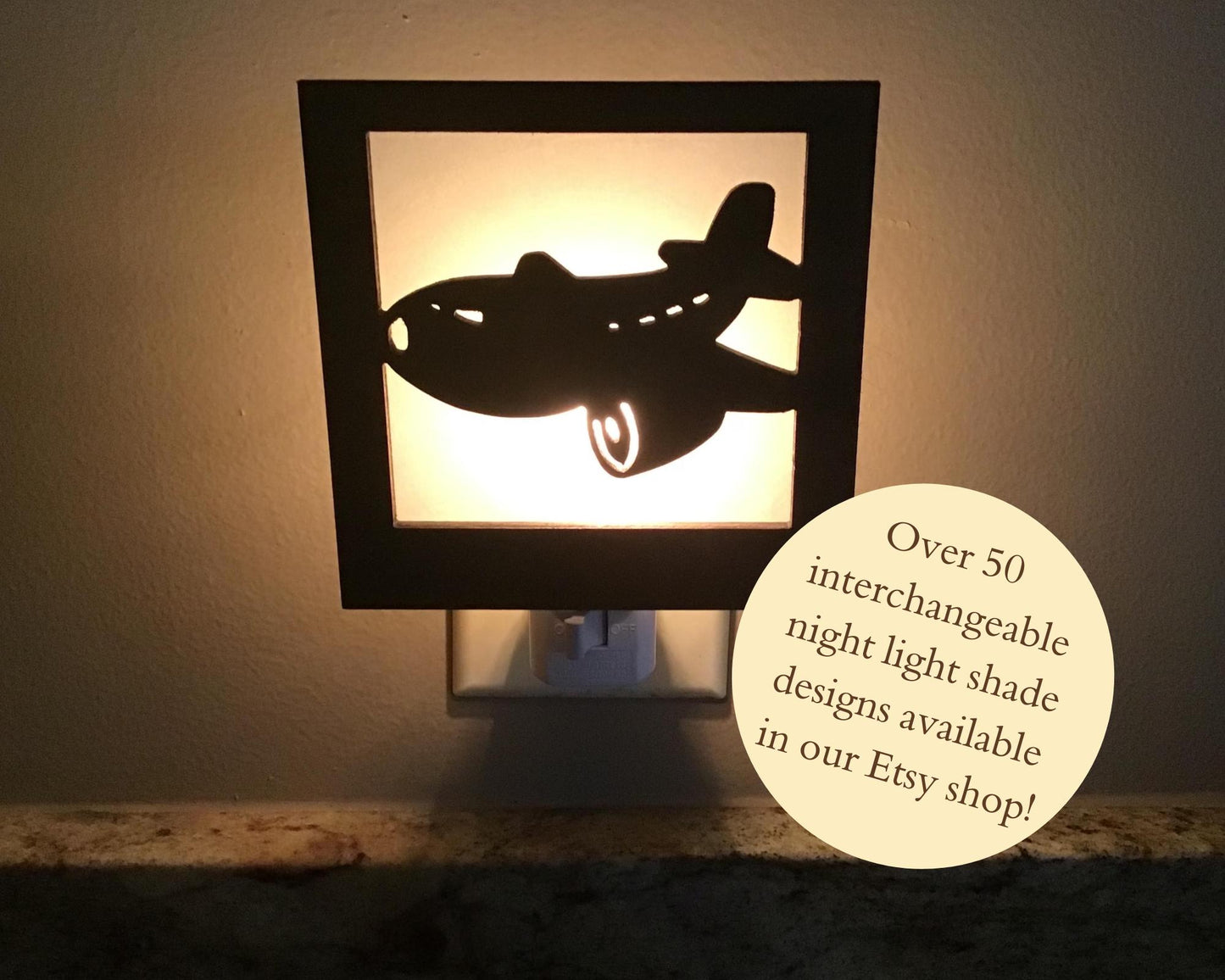Swivel Night Light with Interchangeable Shade - Toy Plane Design