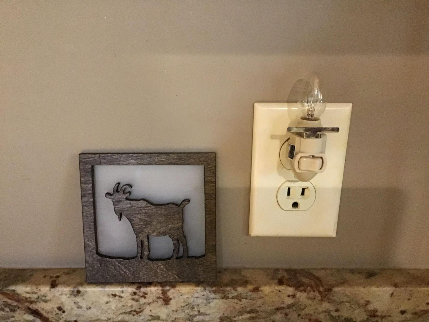 Swivel Night Light with Interchangeable Shade - Adult Goat Design